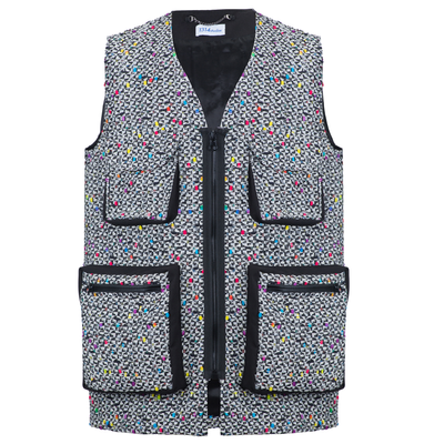 Multicolored oversized tweed vest Bravery vest, Gray, XS