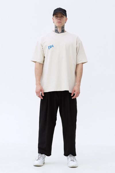 Бежева футболка унісекс Strength T-shirt з вишивкою та принтом на спині 131413 Beige & Print фото