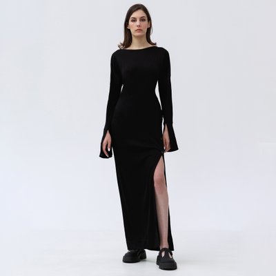 Чорна напівприталена сукня максі Attraction Dress 131428 Black фото
