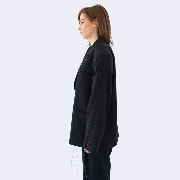 Однобортний чорний піджак Resilient Blazer із чорною шнурівкою 131402 Black фото