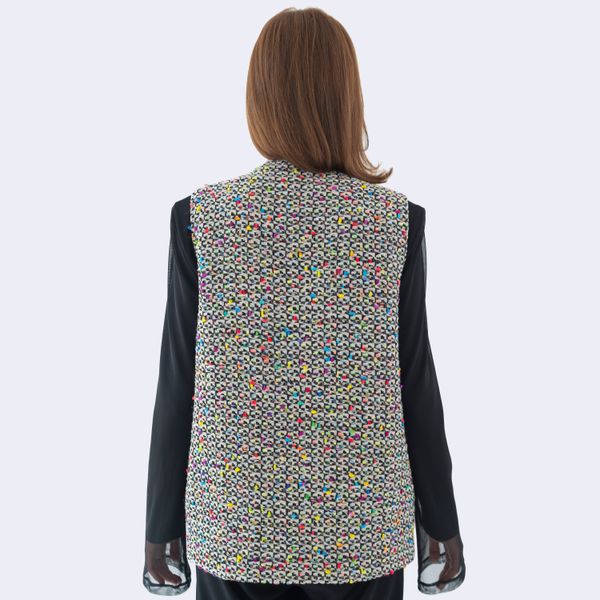 Різнокольоровий твідовий жилет оверсайз Bravery vest 131406 Ivory & Multicolor фото