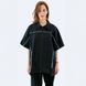 Black loose-fitting Battler Shirt with short sleeves, Black, XS