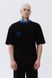 Black unisex Fortitude T-shirt with a blue collar, Black, XS