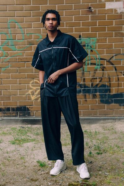 Black Relaxed Trousers with Velcro on the waistband