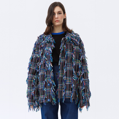 Multicolored tweed bomber jacket Phoenix jacket, Blue, S