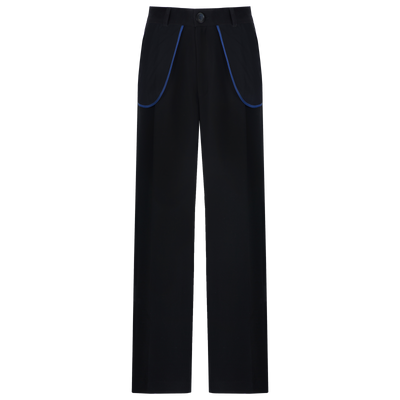 Black elongated Courage Trousers with exterior decorative pockets, Black, M